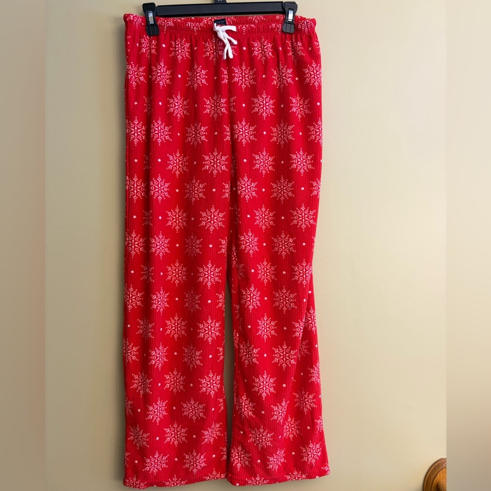 Red Snowflake Fuzzy Pajama Pants